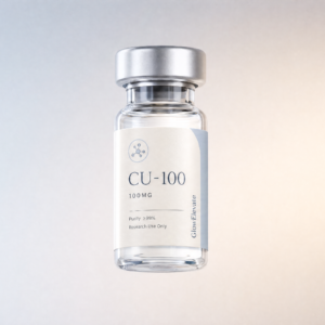 GlowElevate CU-100 peptide vial 100mg premium research compound in glass bottle