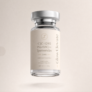 GlowElevate CJC-1295 no DAC Ipamorelin peptide vial 10mg hormone research