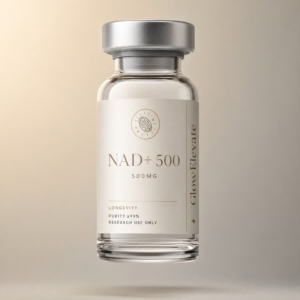 GlowElevate NAD plus 500mg peptide vial longevity research compound